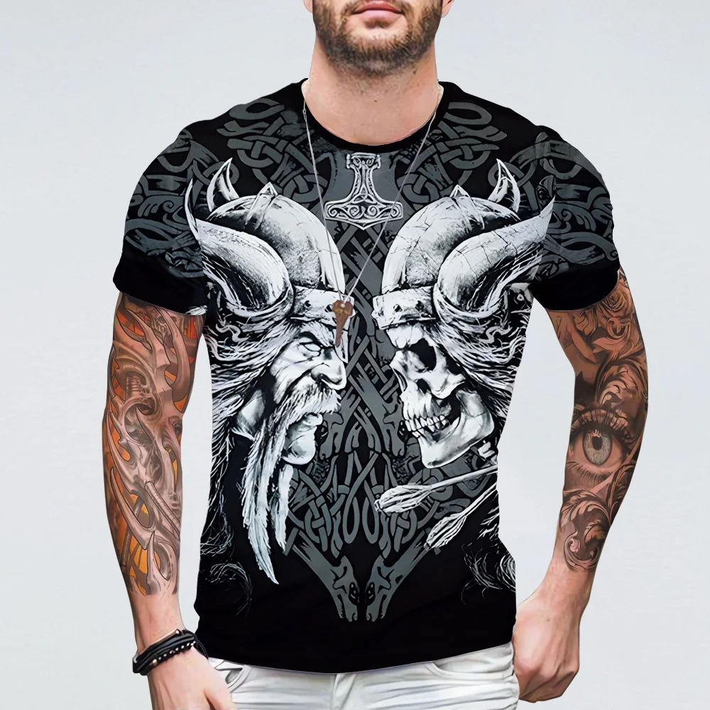 Popular Viking Armor Vintage Oversized Men Clothing 3D Print Graphic T Shirts Polyester Harajuku Summer Short Sleeve Casual Tee