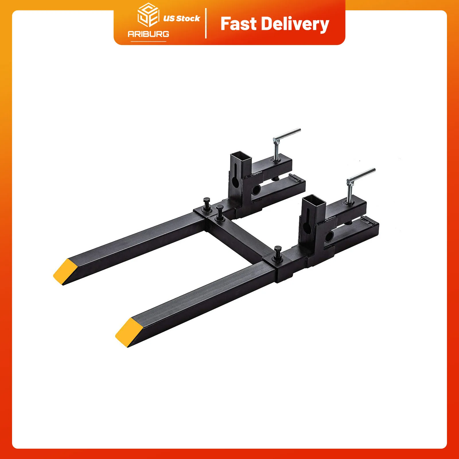 60 Inch Clamp on Pallet Forks w/Adjustable Stabilizer Bar  Pallet Forks Clamp On for Tractor Bucket