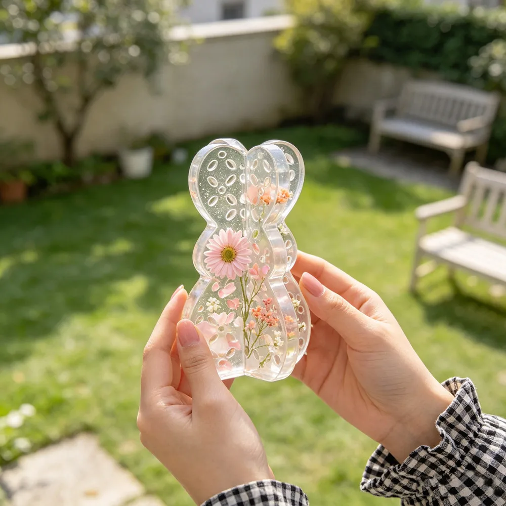 Hollow Standing Bunny Silicone Candle Mold,Cutout Perforated Rabbit Mold for Candle Soap Resin DIY Cross Support Structure Craft