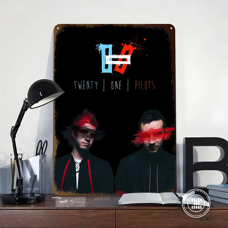 Twenty One Pilots Band 3D Texture Printed Poster Custom Vintage Metal Tin Plate Sign for Wall Art Room Decorations Man Cave Home