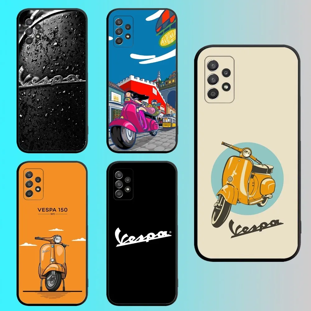 moped V-Vespa Phone Case For Samsung S 25,24,21,22,23,30,20,Ultra,Plus,Fe,Lite,Note,10,9,5G Black Soft