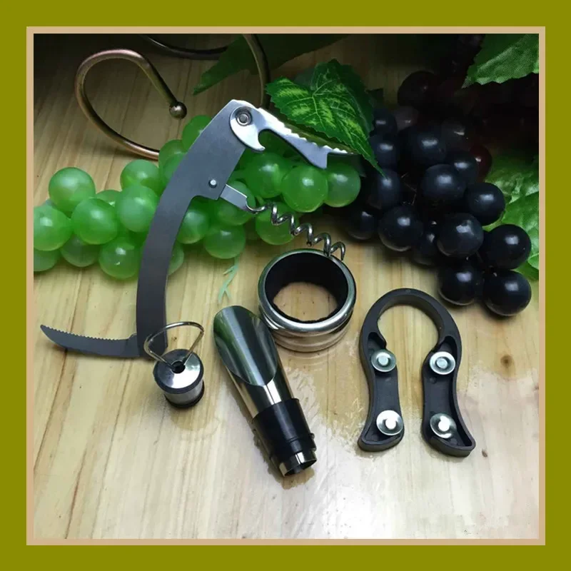 4 pcs/Set Wine Red Wine Bottle Opener Sanding Shrimp Knife Pourer Wine Ring Cutter Red Wine Set