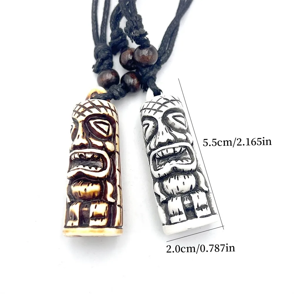 1 قطعة العظام التقليد منحوتة تيكي الطوطم قلادة تميمة مجوهرات للرجال النساء اكسسوارات الحفلات هدية