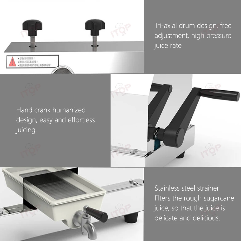 ITOP Manual Cane-juice Squeezer Sugarcane Juicer Hand Cranked Sugar Cane Machine N.W. 29kg