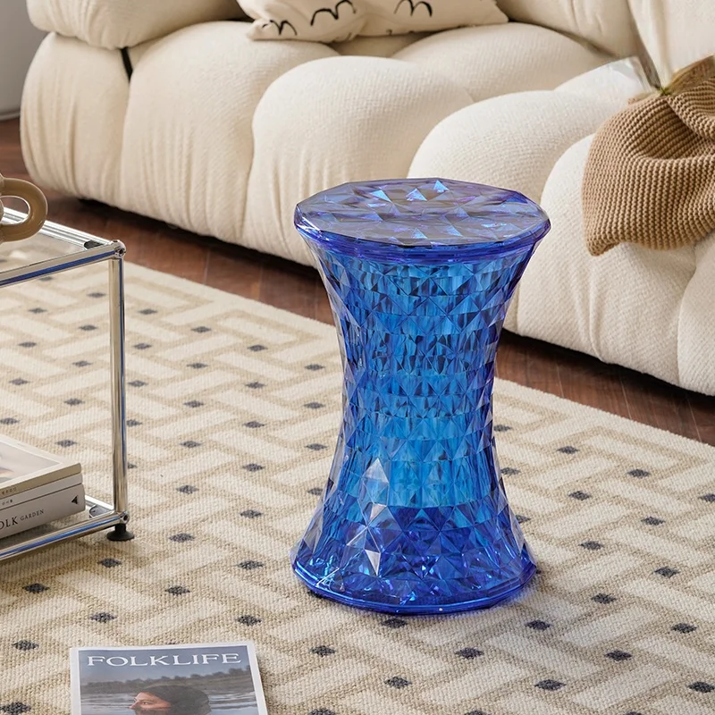 Nordic Creative Low Stool Shoe Changing Stool Designer Transparent Crystal Diamond Stool Side Table