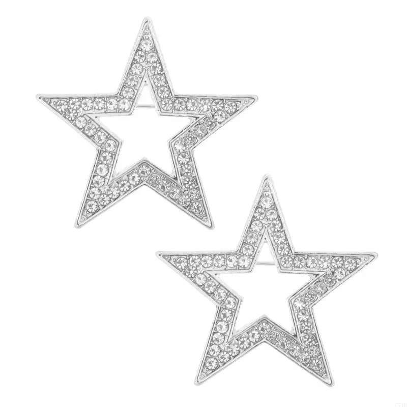  2pcs Secure Locking Star Pin Brooch Featuring Secure Clasp Zinc Alloy For Safe And Stable Attachment On Clothing
