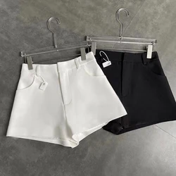 MEXZT Streetwear Black Shorts Women Korean Elegant High Waist White Wide Leg Suit Shorts Fashion Sexy Club Slim Hot Short Pants