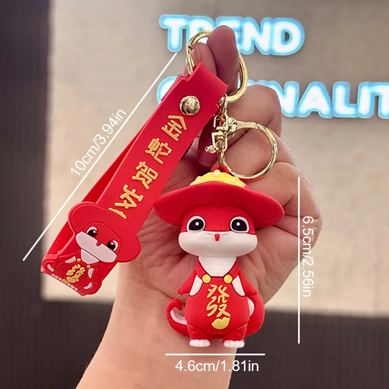 1PC Lucky Snake Keychain Bag Charm 2025 Year Of The Snake Pendant Backpack Hanging Cute Cartoon Zodiac Key Ring Gift