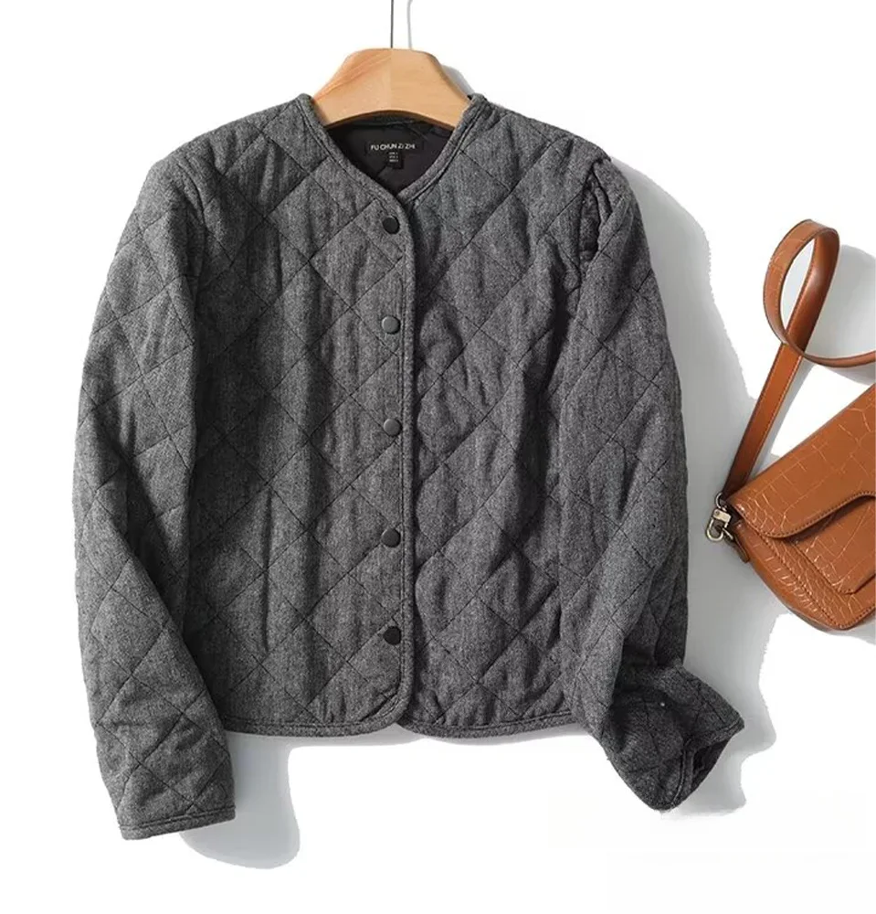 

KONDALA осенняя минималистичная куртка женская с круглым вырезом на пуговицах серая куртка-бомбер новинка 2024, модная весенне-осенняя повседневная универсальная куртка