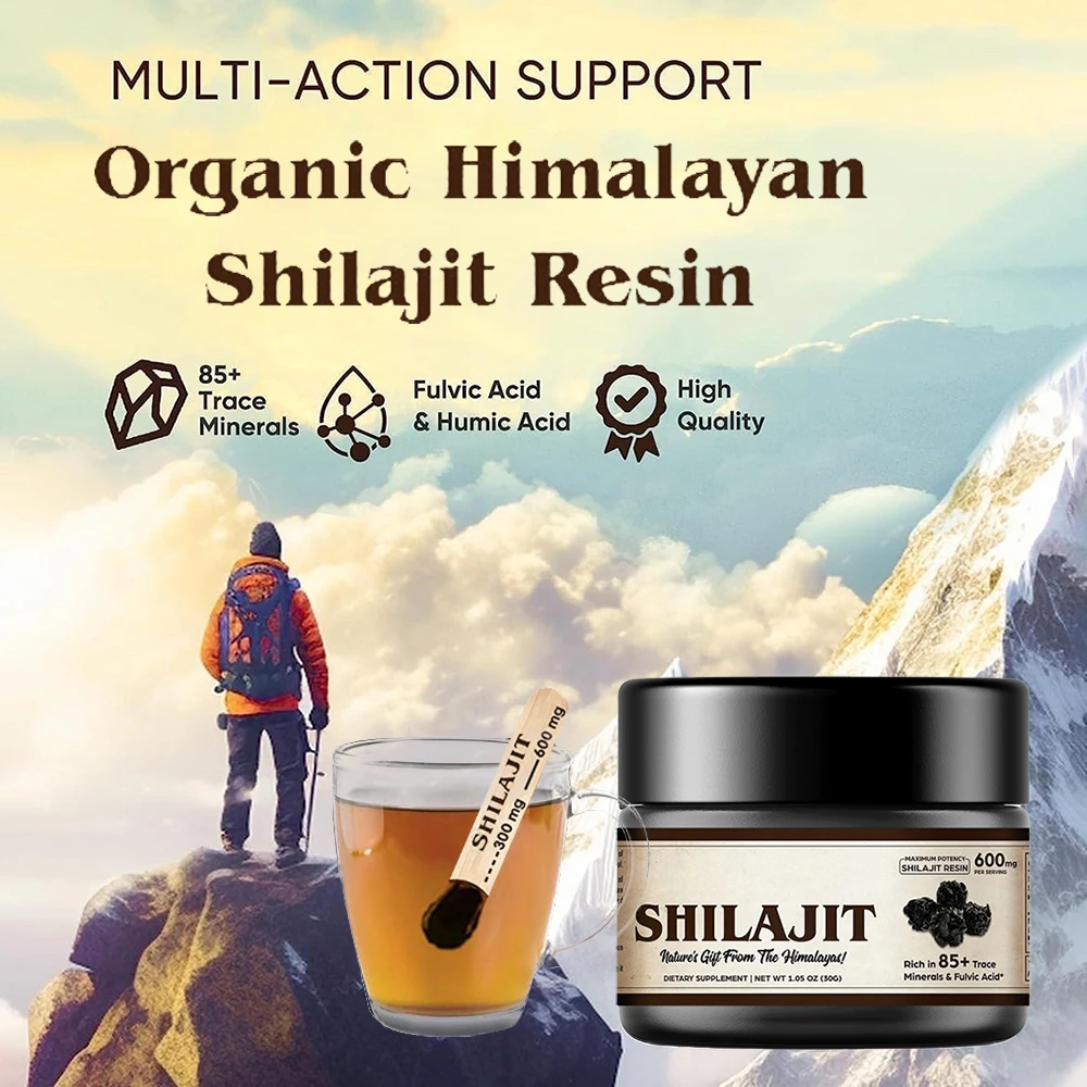 Shilajit Pure Himalayan Organic Shilajit Resin with 85+ Trace Minerals & Fulvic Acid for Energy, lmmune Support - 600mg