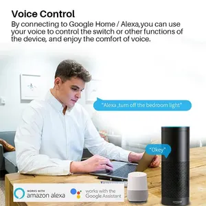 Interruptor de Luz Controle Sem Fio Inteligente, Interruptor DIY Disjuntor, Wi-Fi, Suporta Alexa, Google Home, EWelink, 2 Way, 16A 8 principais vendas wifi automação - №7