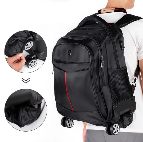 Homens de negócios viagem trole saco masculino rodas rolando mochila 20 Polegada trole mochila bagagem sacos cabine tamanho carry-on saco