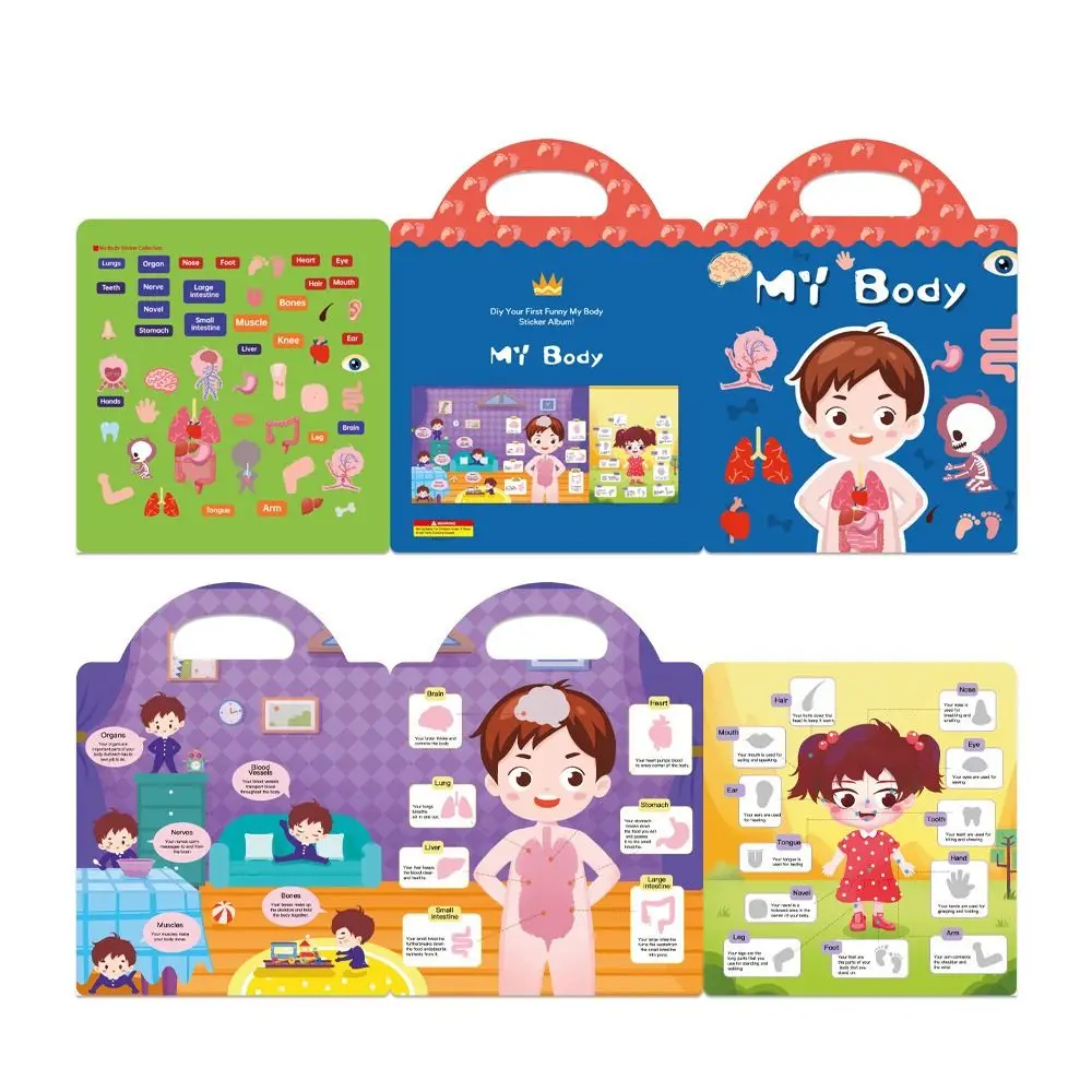 Educational Jelly Sticker Books Reusable Waterproof Scene Quiet Stickers Matching Game Washable Cartoon Sticker Book for DIY