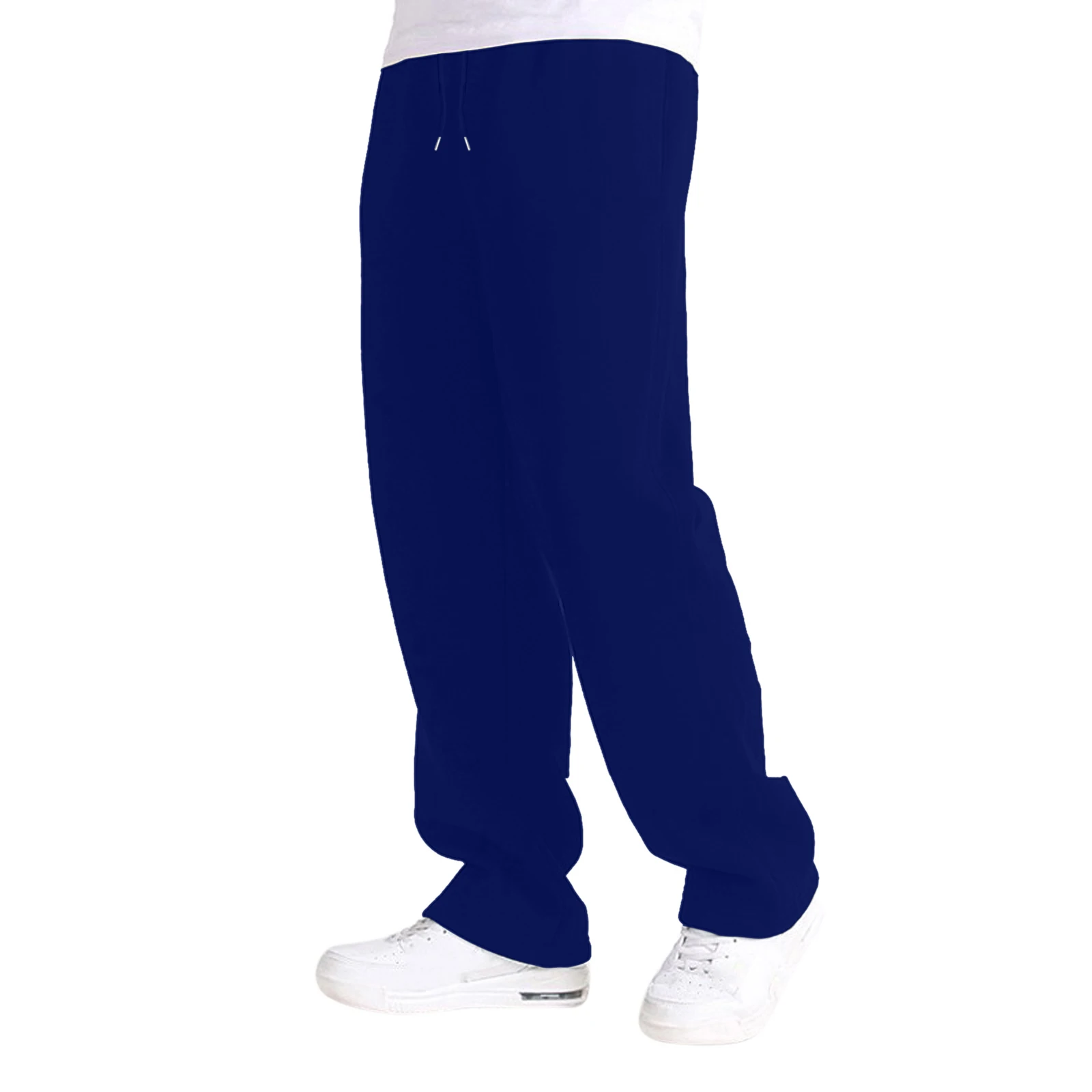 Pantalones de chándal forrados de lana para hombre, pantalones de pierna recta ancha, parte inferior, Joggers, pantalones de entrenamiento, pantalones de Yoga de cintura alta