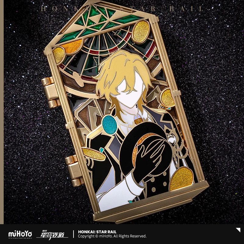 Genuino Honkai:Star Rail Stone Heart Vow Ring Series Distintivo in metallo Topazio Avventurina Giada 0rnament Anime Cosplay