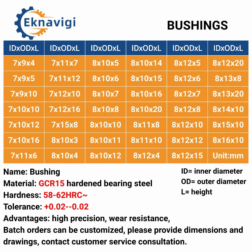 1PCS Inner Diameter 7 / 8 MM Wear-resistant Steel Sleeve GCR15 Bearing Steel Drill Sleeve Machinery Multi Purpose Bushing