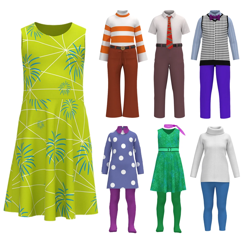 

Anime Movie Inside Joy Cosplay Costume Fear Anger Disgust Anxiety Roleplay Costume Wig Outfit Adults Kids Party Halloween Set