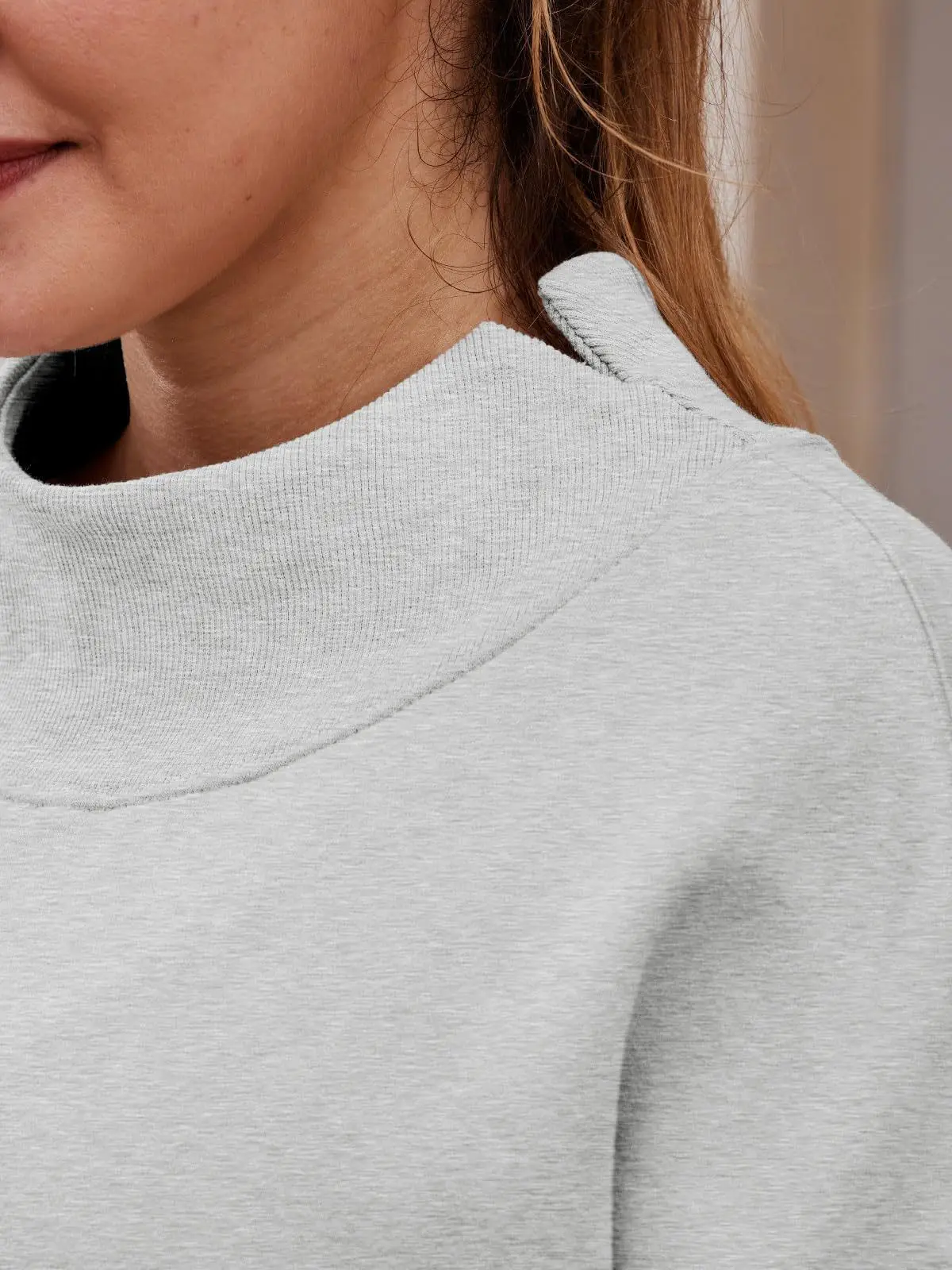 Womens-Oversized-Mock-Neck-Sweatshirt-Shoulder-Cut-Out-Design-Solid-Color-Long-Sleeve-Autumn-Lazy-Fit-Casual-Commuter-Pullover-T
