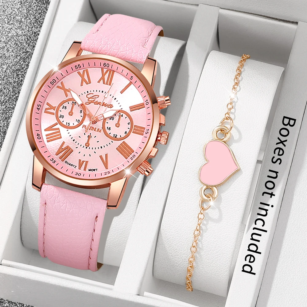 2pc Women's Watch Elegant Jewelry Set for Daily Dressing and Party Gifts to Family and Friends