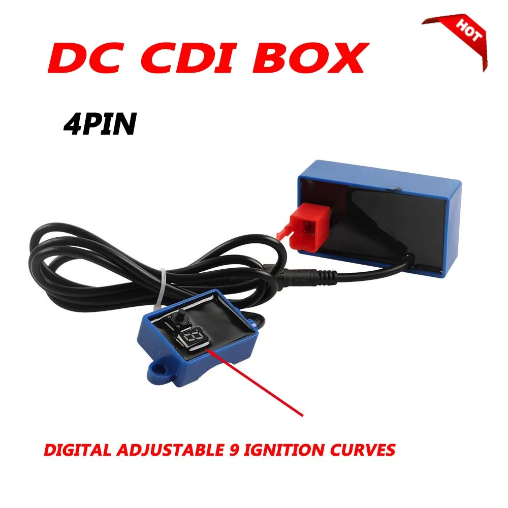 For ACTIVE WAVE 110 TC100 ATV 150 Dirt Bike Go Kart Motorcycle Accessories 4PIN DC CDI Box 9 Ignition Curves Digital Adjustable