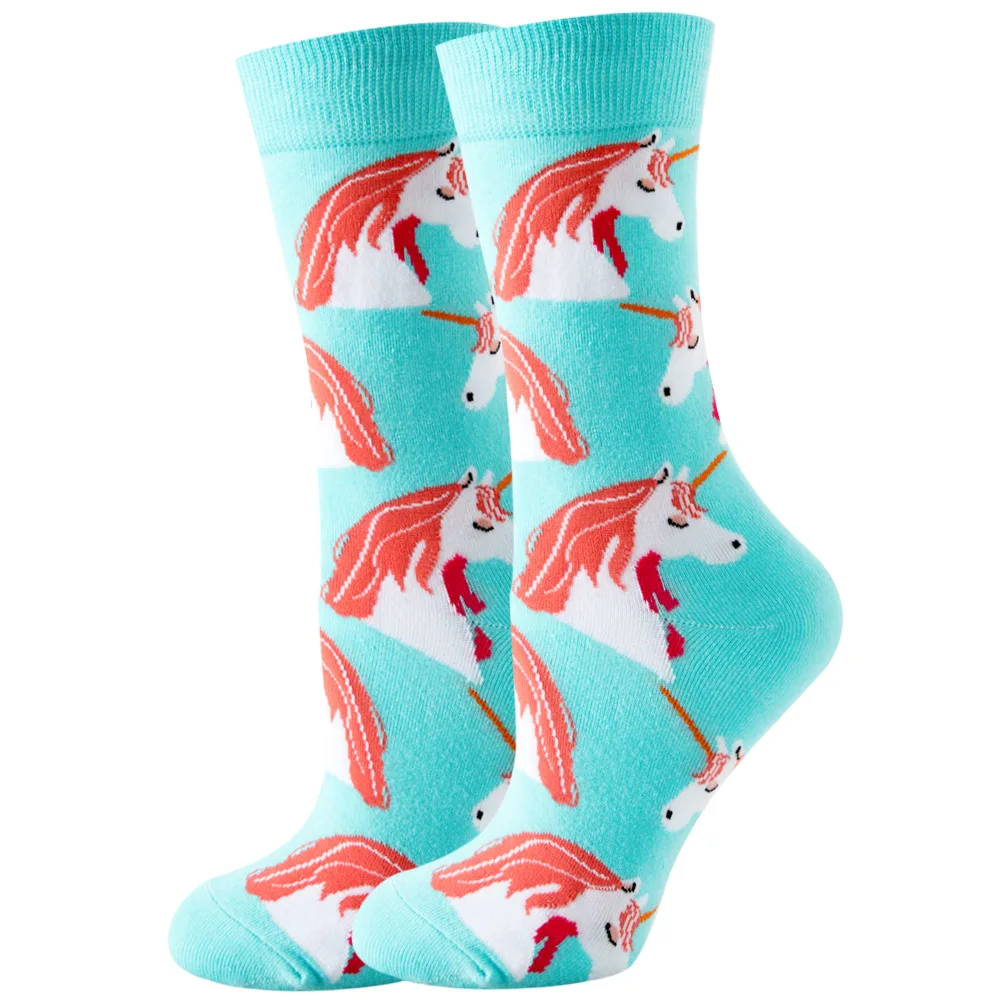 Women Socks Cartoon Animal Cute Printing Kawaii Calcetines Funny Sheep, Rabbit, Hedgehog, Flamingo, Seahorse Colour Socks