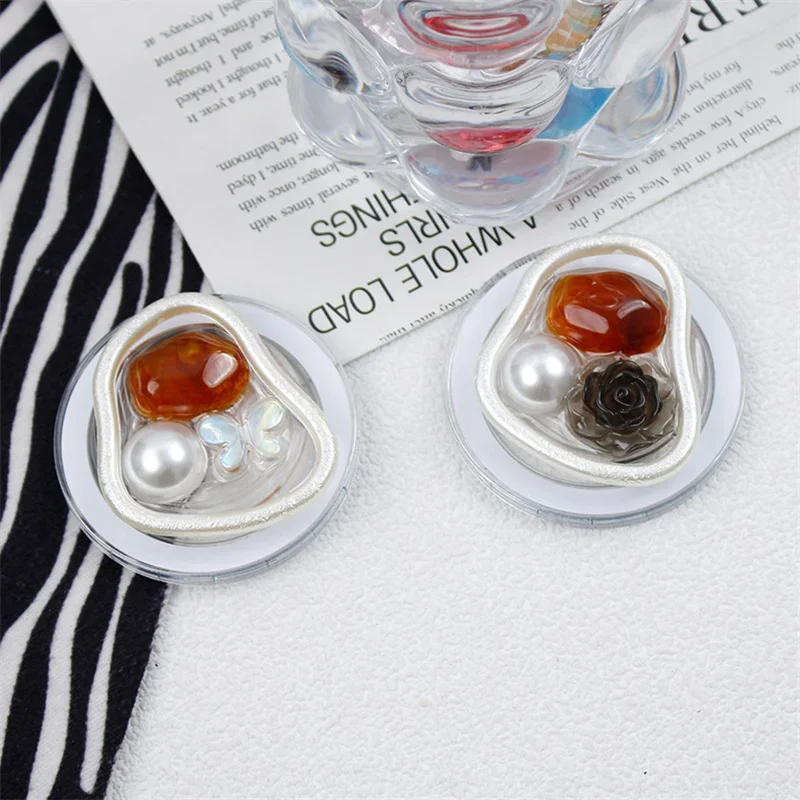 BOHO 나비매듭 진주 범용 마그네틱 휴대폰 그립 톡, 아이폰 15 용 거치대 맥스탠드, 맥세이프용 스탠드 거치대