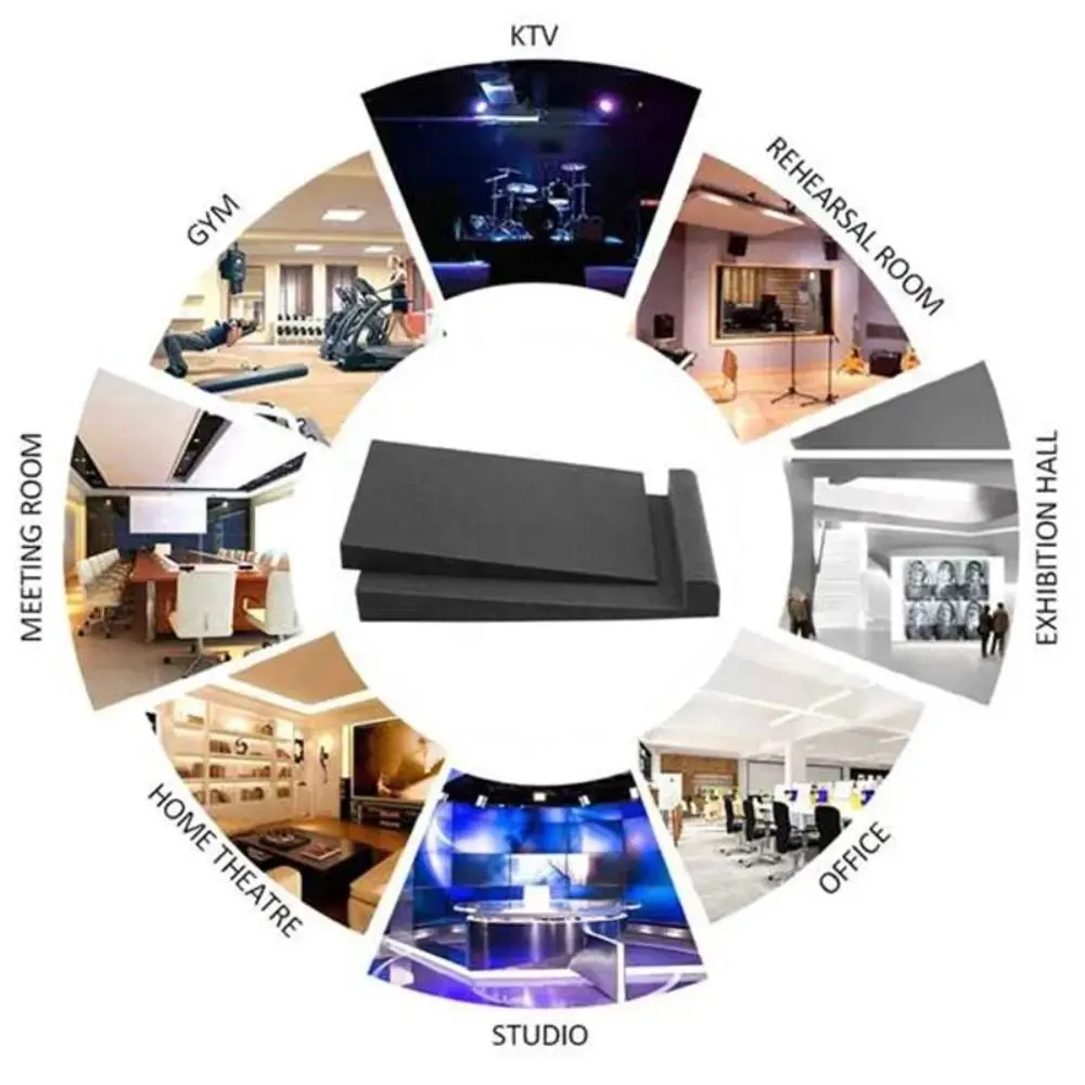 Shockproof Studio Monitor Isolation Pads Acoustic Foam Black Sound Reinforcement Cushion Soundproof High Density