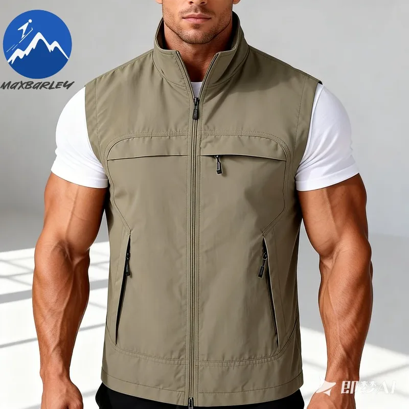 

Мужской уличный жилет Maxbarley с несколькими карманами, свободный жилет, рабочая одежда, повседневная куртка, молодежная куртка для среднего возраста, рыбалки, пешего туризма