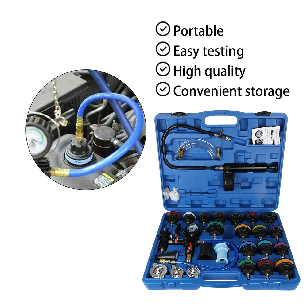 Podofo 28-teiliges Auto-Kühlsystem-Druckprüfgerät Vakuum-Nachfüllwerkzeug-Set Vakuum-Nachfüll-/Lecksuch-Kit für VW JEEP – Detail 4