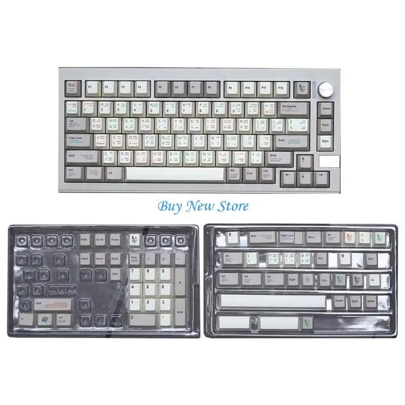 

20CE PBT Keycaps 130PCS Retro Programmer DyeSublimation Pink Keycap Set CherryProfile for Mechanical Keyboard