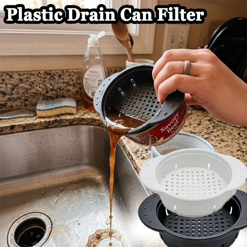 1/2PC Plastic Drain Can Filter with Ear Separation Wide Mouth Can Drain Colander Universal Kitchen for Beans Vegetables Fruit Tu