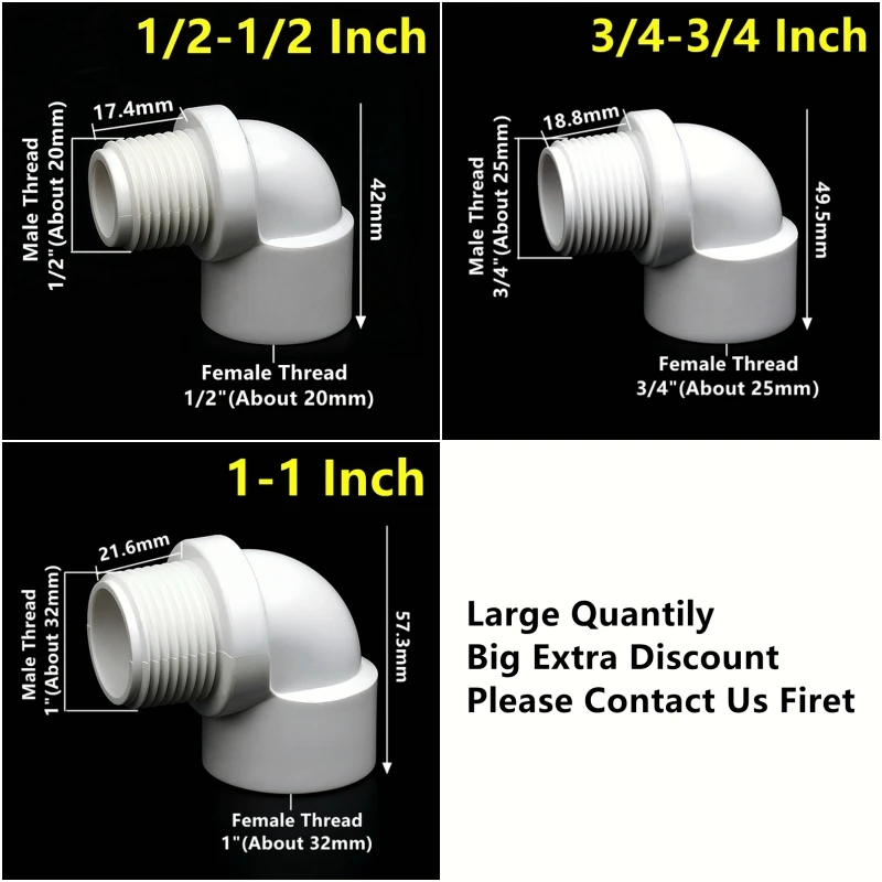 1~5PCS 20 25 32mm To 1/2 3/4 1\