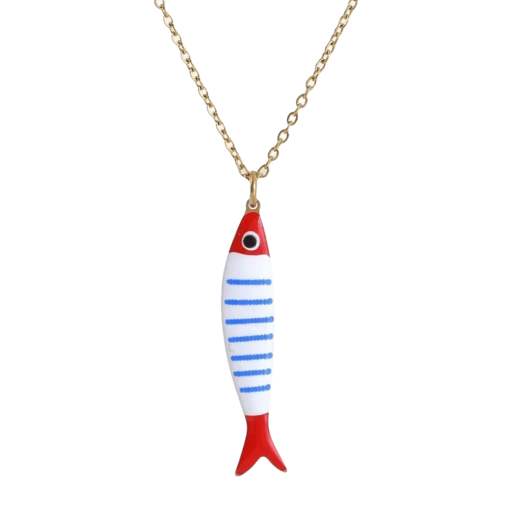 

Stainless Steel Stripe Fish Charms Pendant Lightweight Lovely Design Colorful Fish Necklace Cute Style Enamel
