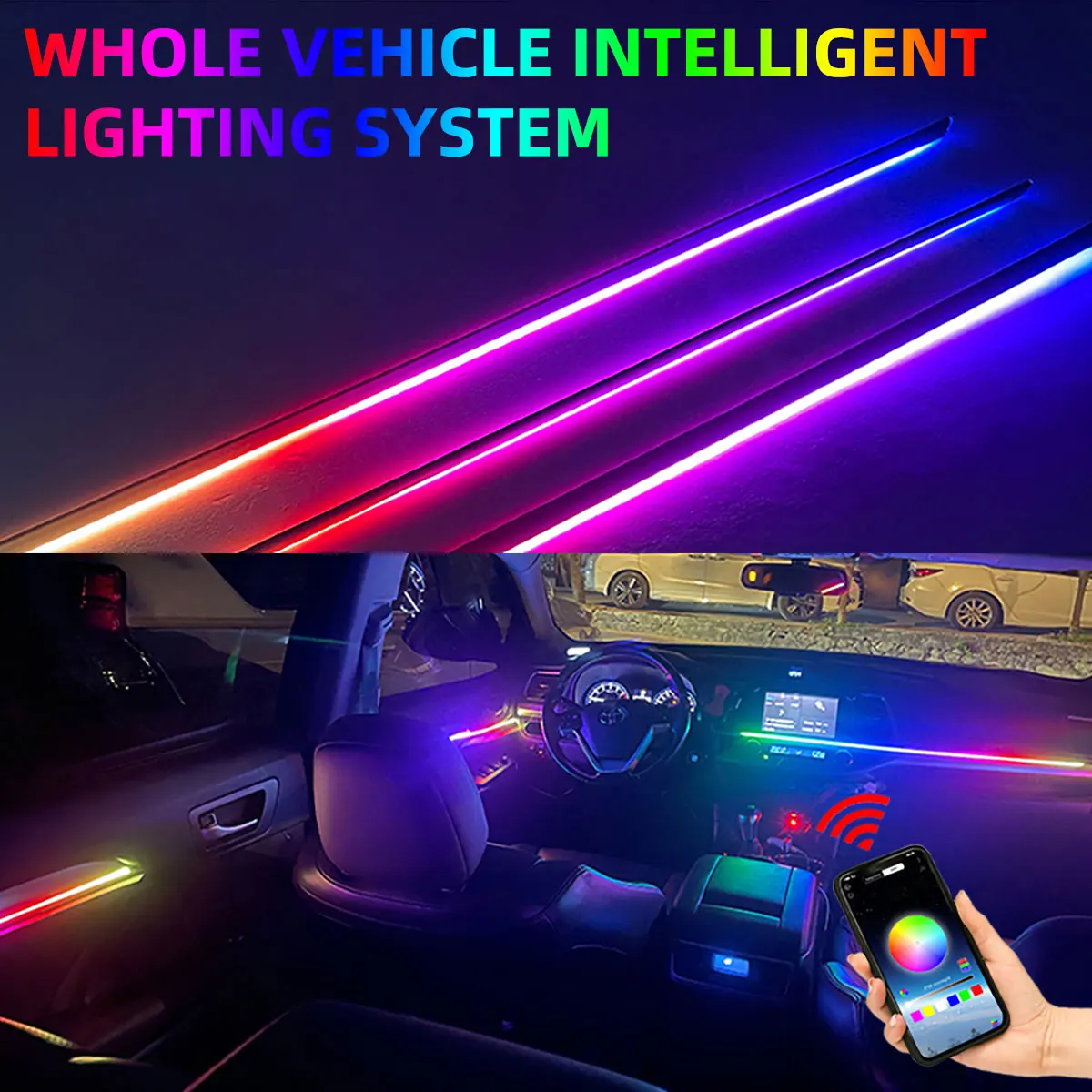 10in1 Car Full Color Lamp 6in1 RGB Symphony Car Atmosphere Interior LED Hidden Acrylic Strip Universal Decoration Ambient Lights