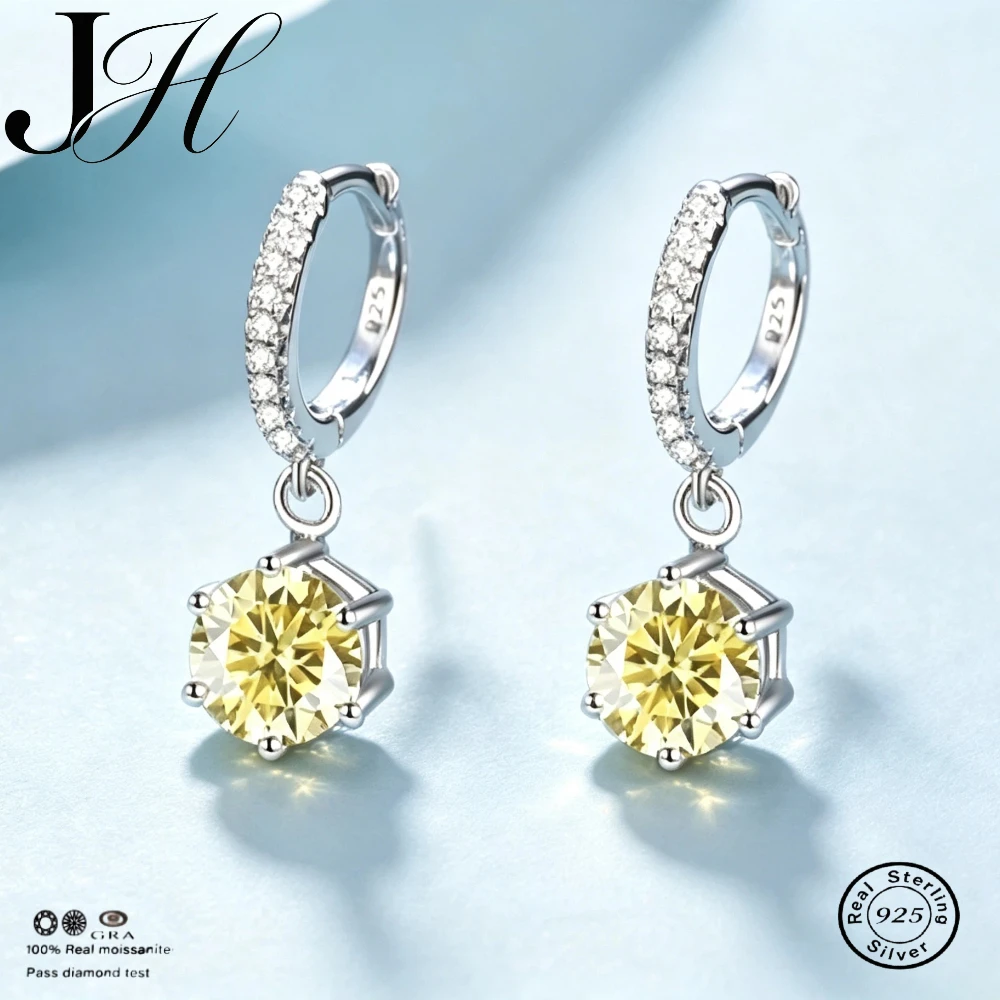 JOIAS HOME Silver 925 1CT D Color moissanite Geometric Gemstone Earrings For Women, Birthday Gift, Valentine's Day Gift,