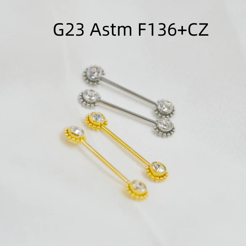 LOT10pcs  G23 Astm F136 Gems 16GX14MM Internal Thread Straight Bar Nipple Barbells Body Piercing