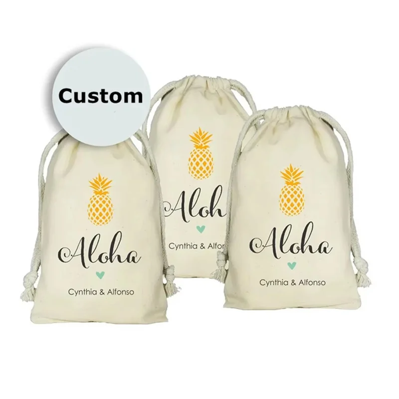 Hawaii Destination Wedding Favor Bags, Aloha Set of 20 Guest Favor Bags, Pineapple Favor Bags, Aloha Wedding Favors Bags