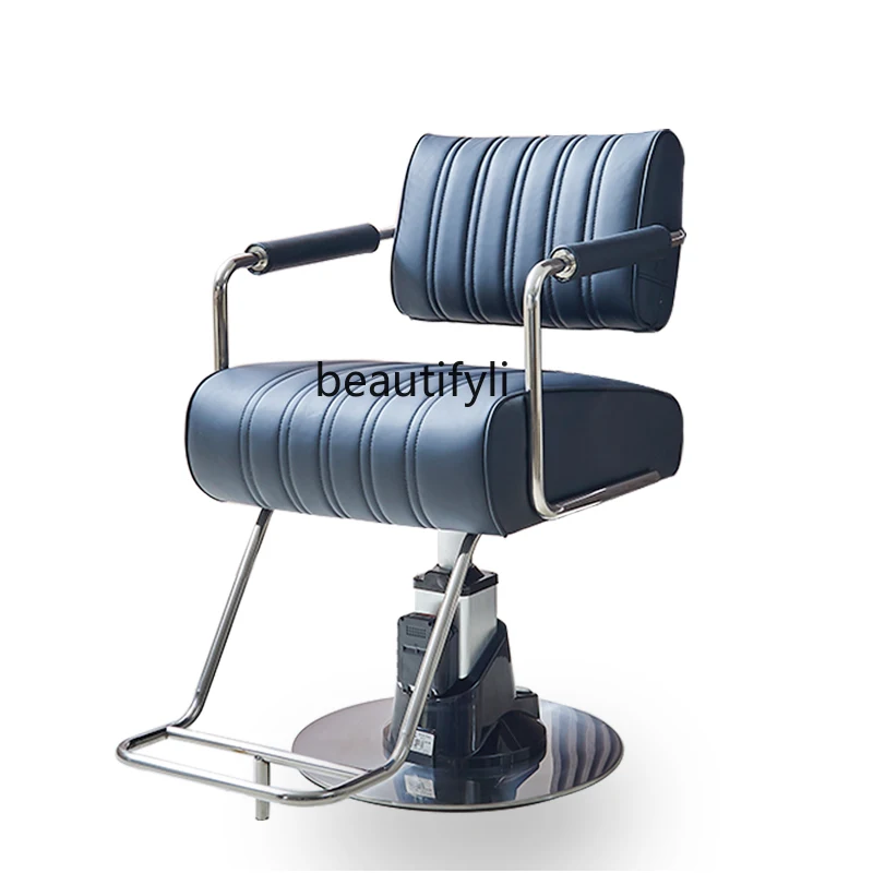 

High-End Electric Lifting Hair Cutting Chair Simple Modern Barber Shop Chair for Hair Salon Trendy Shop Hairdressing Chair