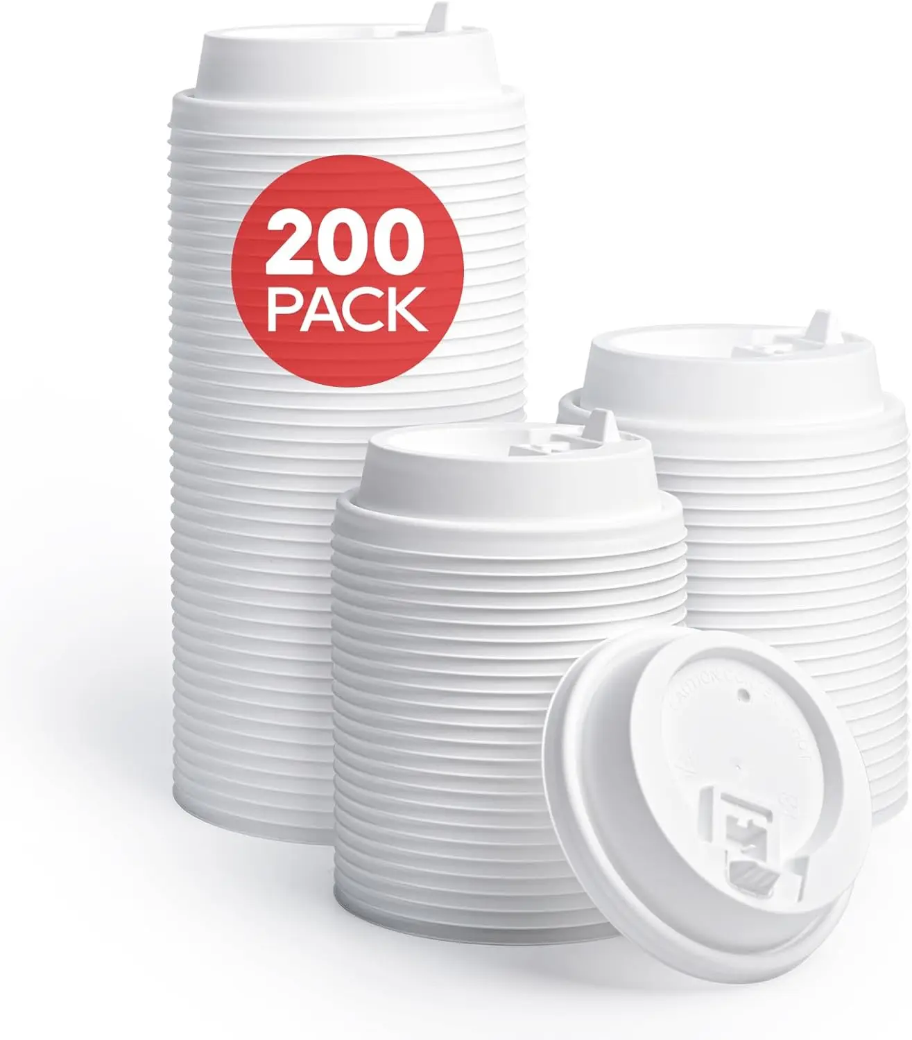 

200 Count Coffee Cup Lids, 3.54'' Disposable Plastic Lids for 10oz, 12oz, 16oz, and 20oz Paper Cups, White