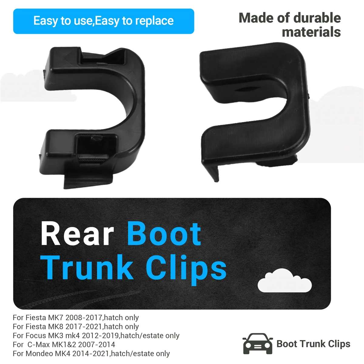 AT77 Rear Boot Trunk Load Cover Parcel Shelf Clips Bracket Mount for Ford Focus MK3 3 Mondeo 4 MK4 Fiesta MK7 MK8 1539663