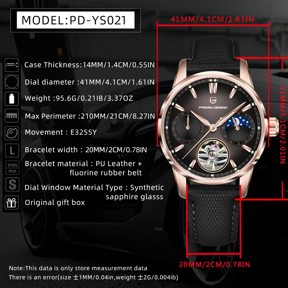 PAGANI DESIGN 2025 New Gradient Dial Luxury Automatic Watch Men Tourbillon Moon phase Sapphire crystal Mechanical Wristwatch Men