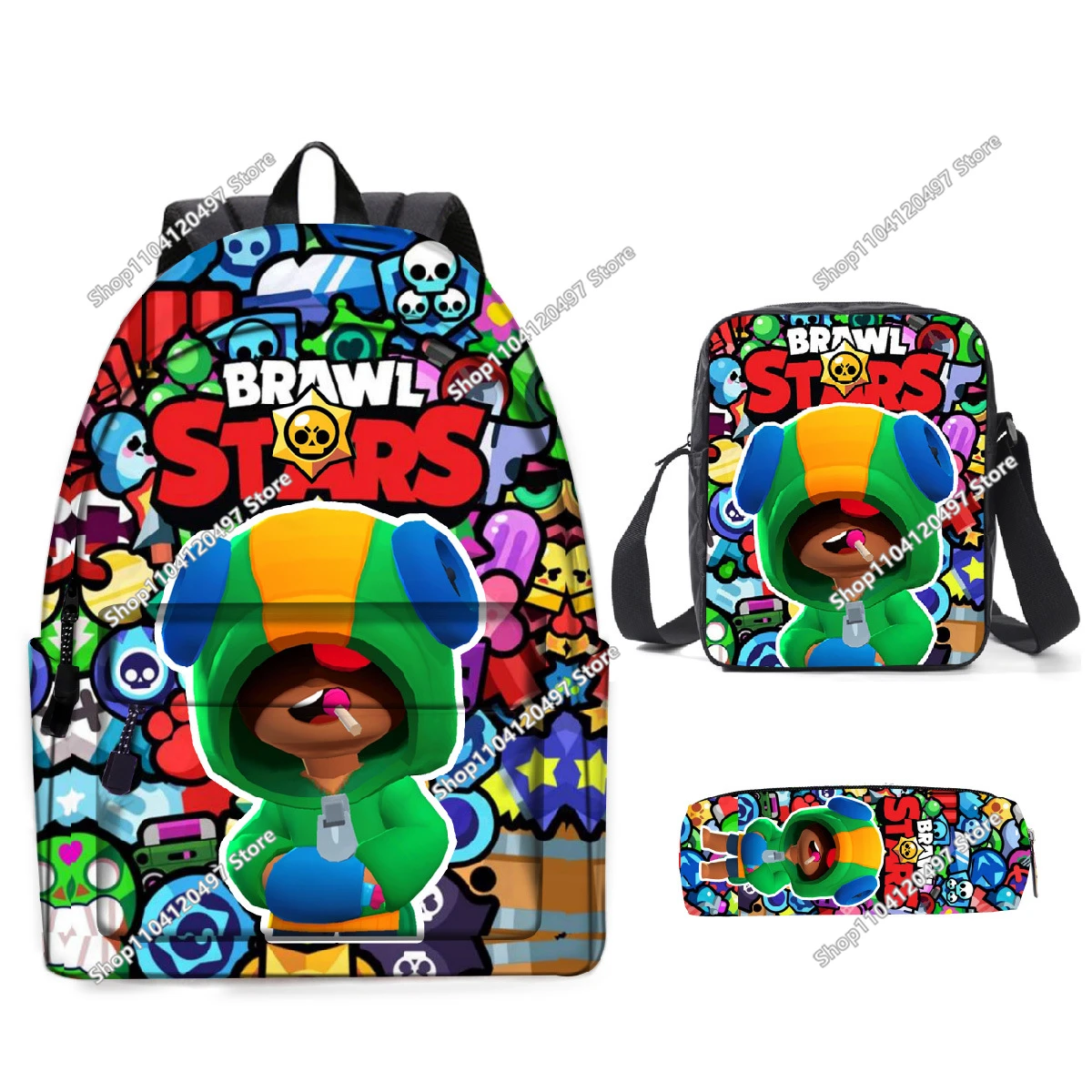 Mochilas Brawl Stars con estampado creativo de dibujos animados de anime, mochilas escolares portátiles de gran capacidad, resistentes al agua, de tres piezas