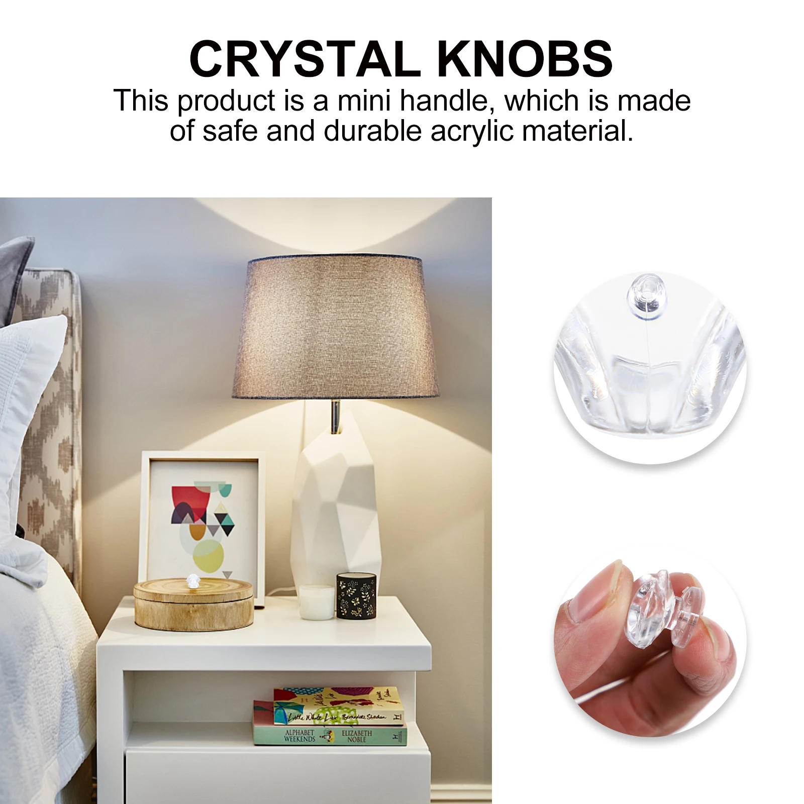 

50Pcs Acrylic Transparent Crystal Knobs Mini Decorative Small Drawer Handle Jewelry Box Storage Box Handle Mini Knob
