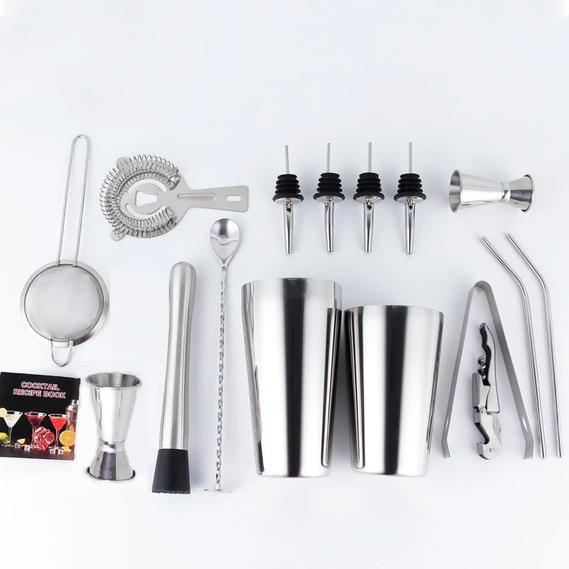 

13 шт./компл., шейкер для коктейлей из нержавеющей стали, щипцы для льда, миксер для напитков, Бостон, бармен, браузер, набор баров, профессиональные инструменты для бара