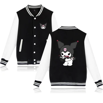 Kuromi Varsity 야구 폭격기 재킷 남성 여성 의류 streetwear 키즈 소년 소녀 하라주쿠 재킷 싱글 코트