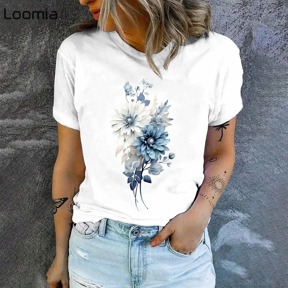 Summer Minimalist Woman Clothing O-Neck Simple Graphic T Shirts Female Clothing Fashion Women's T-Shirt Casual Woman Clothing