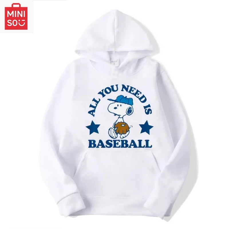 

MINISO no-lanyard cute Snoopy loose sweatshirt top spring and autumn pullover children's hoodie cartoon fashion couple