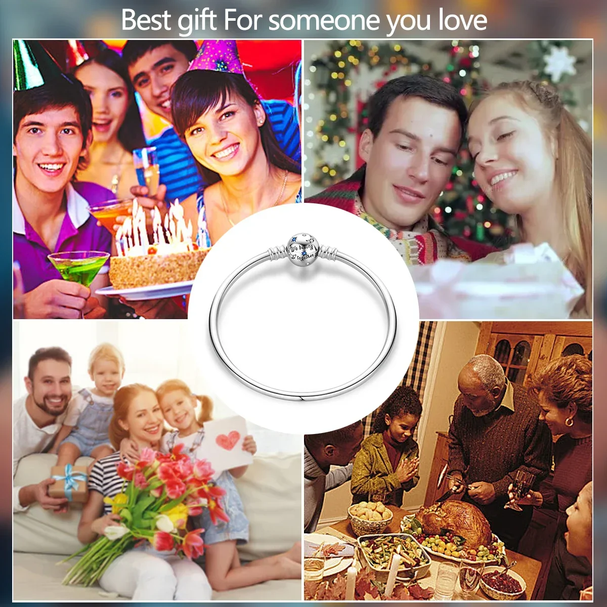 سوار قلب فضي إسترليني لامع للنساء ، لحظة حب ، يناسب السحر الأصلي ، مجوهرات راقية ، هدية