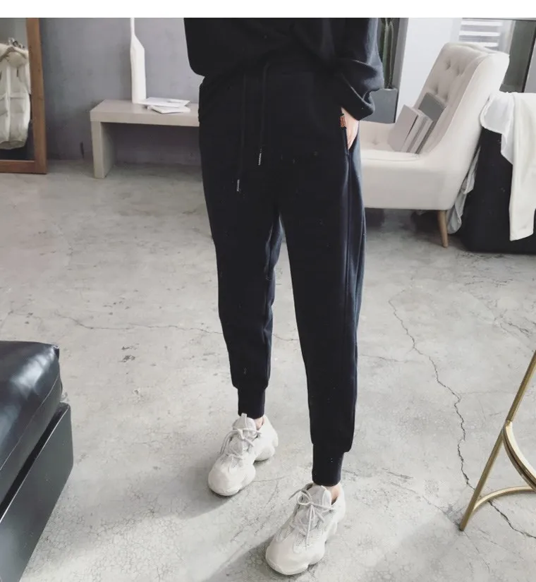 Grey Sports Pants Women's Loose Cuffed Spring Autumn Harem Sweatpants Versatile Slimming plus Size Casual Pants