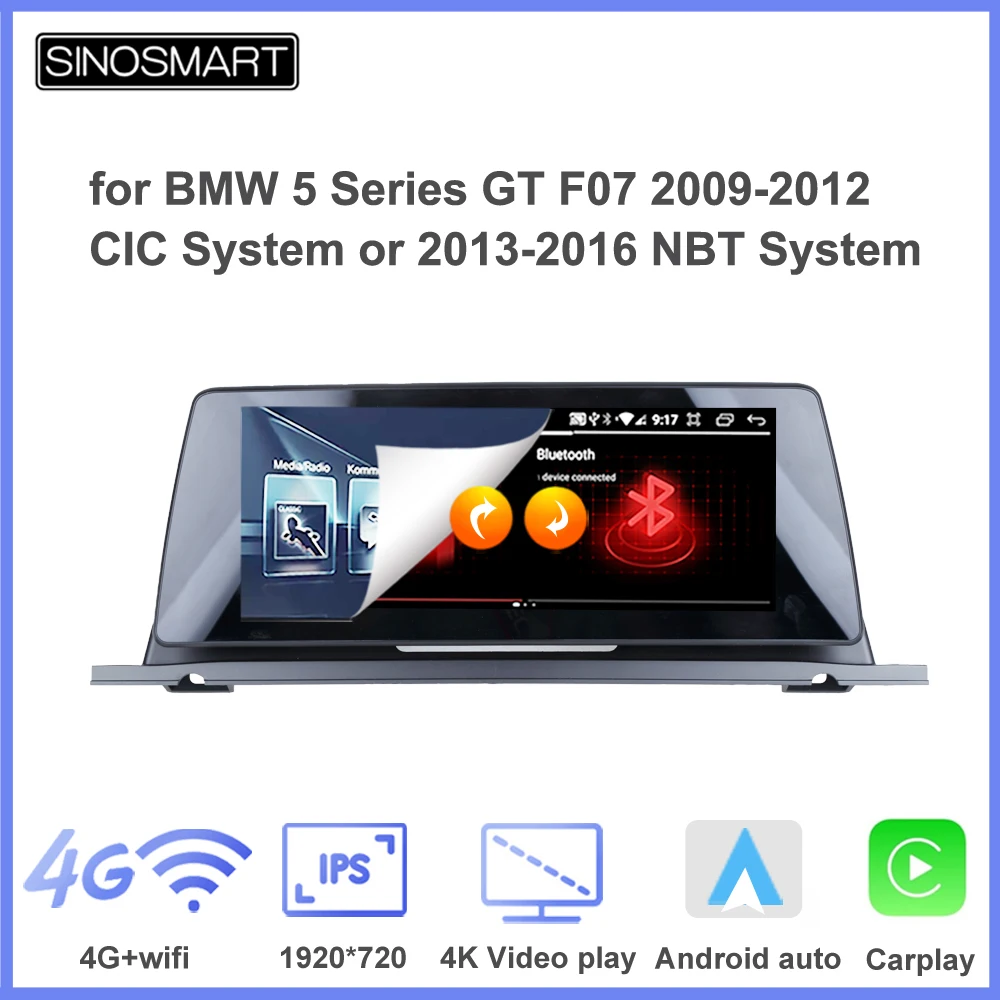 Sinosmart Car GPS Navigation for BMW 5 Series GT F07 2009-2012 CIC System or 2013-16 NBT System All OEM Features Retained